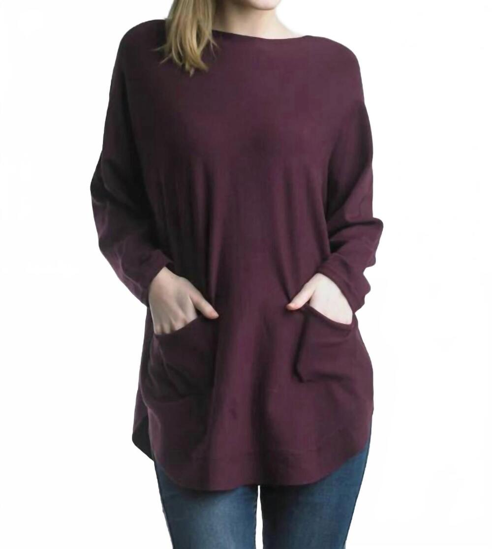 NEW TEMPO PARIS 2 pocket long sleeve sweater in wine